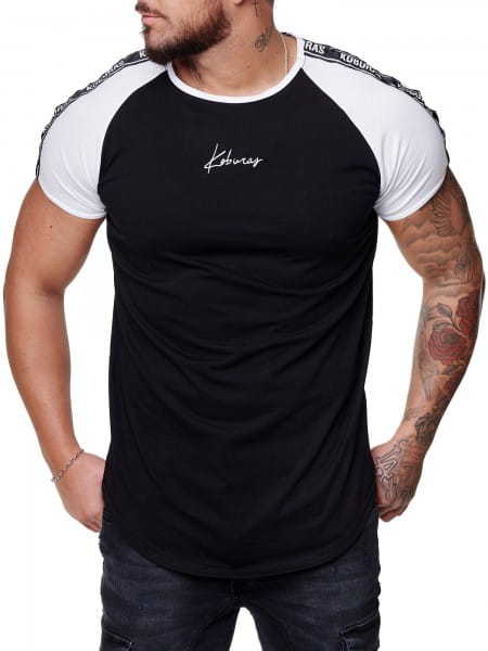 Herren T-Shirt Kurzarm Rundhals Seitenstreifen Oversize Tee Modell 2165