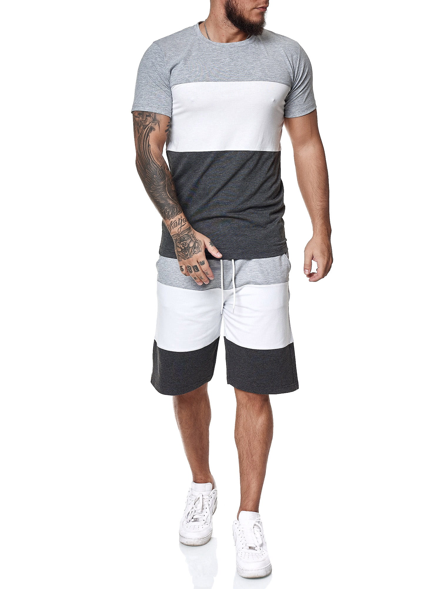 Herren Polo T-Shirt Sommer Freizeit Jogginganzug Hose Sportanzug Shorts Anzug