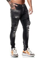 Designer Herren Jeans Cargohose Regular Skinny Fit Jeanshose Destroyed Stretch Modell 8027
