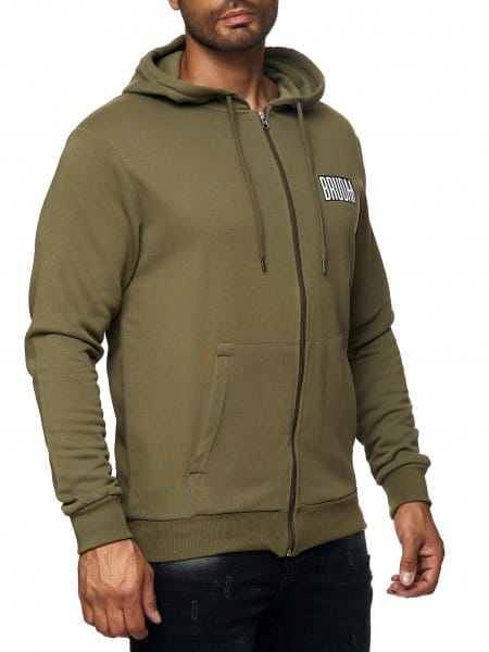 Herren Zip Hoodie Kapuzenpullover Pullover Pulli Strickjacke Bauchtasche Modell BRU-006