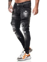 Designer Herren Jeans Cargohose Regular Skinny Fit Jeanshose Destroyed Stretch Modell 8027
